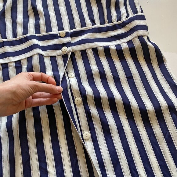 Vintage Retro 1980s DATIANI Navy & White Vertical Stripe Dress Size 12 *NWT - Picture 10 of 14